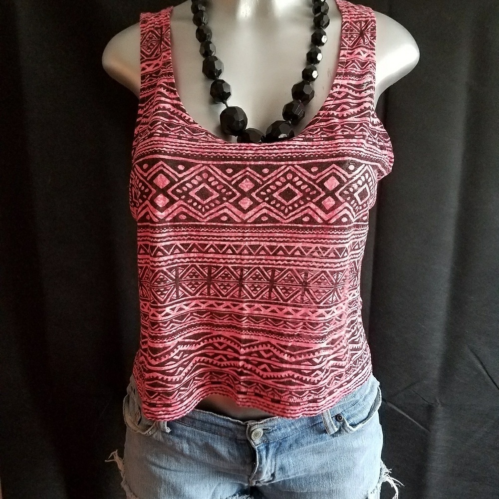 Forever 21 Aztec Tank Top Black and Pink Size Large